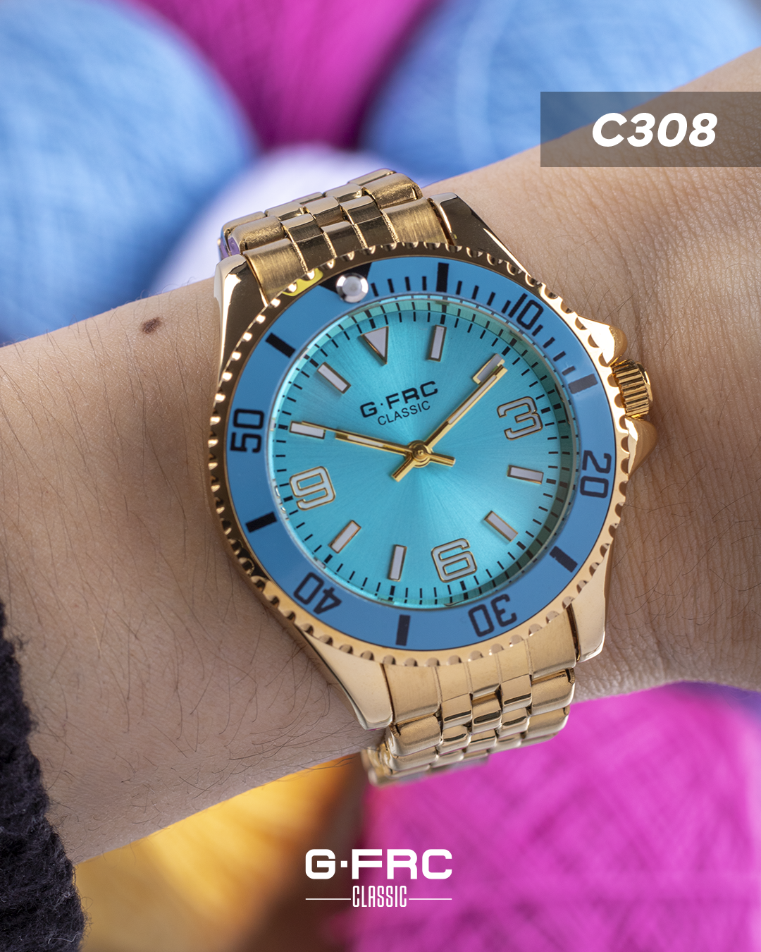 Reloj G-FORCE CLASSIC C-308 con pulso inoxidable para dama