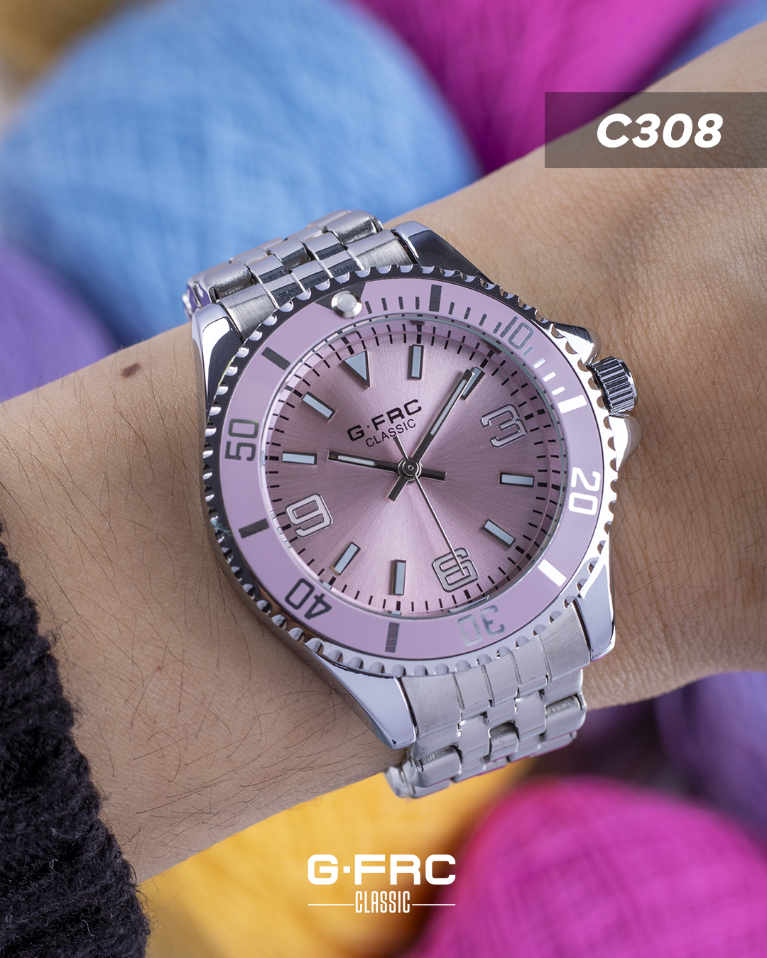 Reloj G-FORCE CLASSIC C-308 con pulso inoxidable para dama