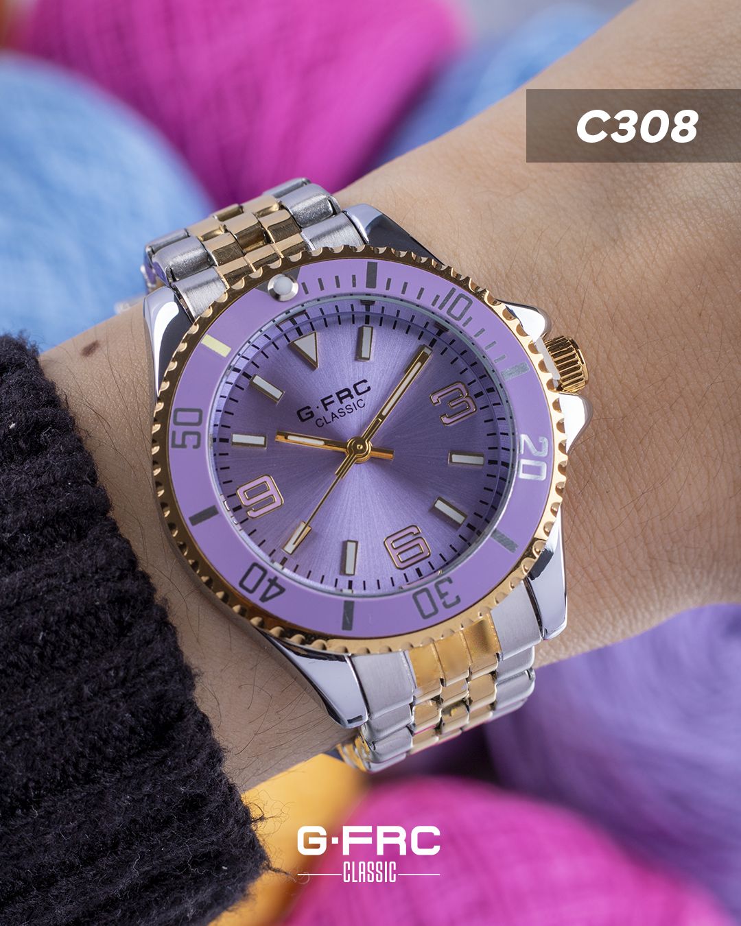 Reloj G-FORCE CLASSIC C-308 con pulso inoxidable para dama